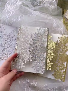 20 sets Snowflake Laser Cut Wedding Invitations Cards Bridal Shower Invitation Cards with ribbon,Birthday Invite Cover,Graduation Invite (Giltter Silver, Whole set)