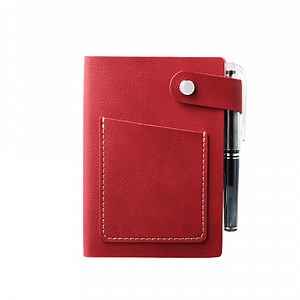 [Hot Item] Premium Card Holder Wallet Red Leather Notepad Fancy Jotter with Pen Slot