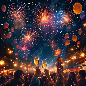 Happy New Year Festival Celebrate People With Fire Works Background Night View Video Backgrounds | MP4 Free Download - Pikbest