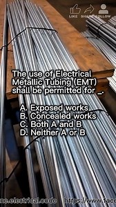238K views · 2.8K reactions | The use of Electrical Metallic Tubing (EMT) shall be permitted for __. _____ 퐈❤️퐏퐄퐂 #electricalengineering #electrician #education #review | Philippine Electrical Code | Facebook