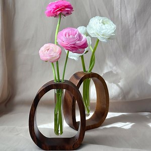 Walnut Wooden Test Tube Vase: Modern Minimalist Floral Display - Etsy UK