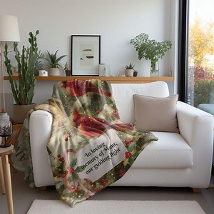 Cardinal Memorial Blanket Personalized Christmas Red Bird Throw in Loving Memory Gift Always With Us Fleece Bereavement Cozy Winter Decor - Etsy