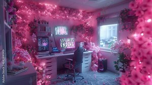 Animated Twitch Screens Cute Room for Stream - Ending Media background. Twitch package overlays, panels. Twitch screens. Media overlay for stream. Animated background for stream on twitch