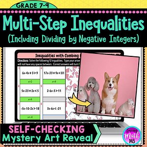 Multi-Step Inequalities including Negatives - Mystery Art Reveal
