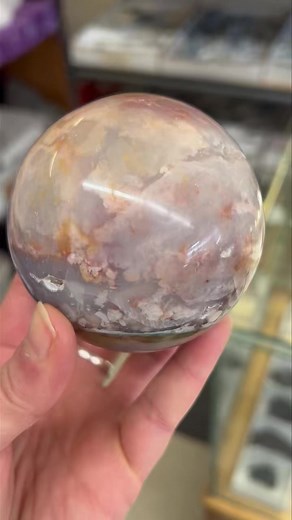 3” Flower Agate sphere (on an acrylic stand) $48 (SOLD) | Northeast Prospector