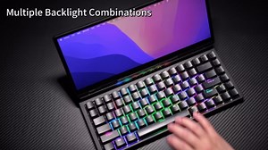 12.8" Portable Monitor Touchscreen with Mechanical Keyboard Stretched Bar Screen Extender RGB Backlit Hot-Swap USB-A Type-C Monitor for Laptop Desktop Mini PC MacBook