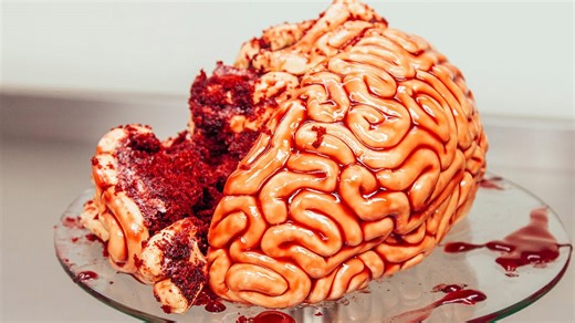 How To Make A BRAIN CAKE - Red velvet cake, fondant and raspberry jam
