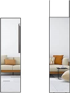 Full Length Mirror Room Decor Mirror Wall-Mounted Mirror Aluminum Alloy Frame for Bedroom Dressing Room Black 50x14 Inch