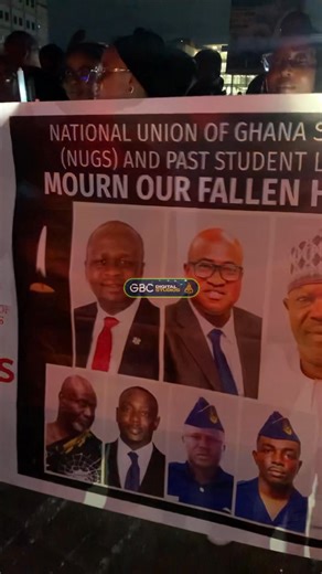 Tragic Helicopter Crash: National Union of Ghana Students(NUGS) holds a solemn vigil in honor of three of the eight victims, Dr. Omane Boamah, Dr. Ibrahim Murtala Muhammed and Alhaji Muniru. #GTVNews #GhanaMourns | GTV Ghana