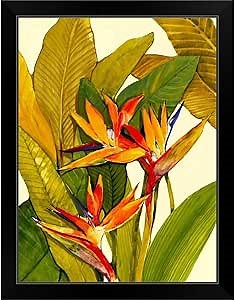 CANVAS ON DEMAND Tropical Bird of Paradise Black Framed Art Print, Tropical Artwork