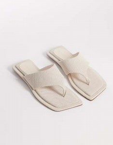 ASOS DESIGN Feline square toe sandals in natural linen | ASOS