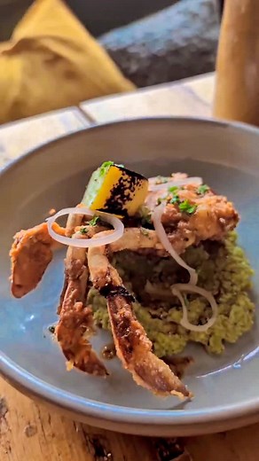Our soft shell crab is new on the menu and an absolute delight. Enjoy the crunch alongside our house made pea smash. | The Harbour Inn