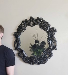 Large Oval Gothic Black Baroque Mirror | Ornate Victorian Wall Decor - Etsy