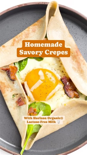 拏 Homemade crepes that everyone can enjoy? Try this savory buckwheat crepe recipe using our delicious lactose-free milk. Ingredients  Buckwheat Groats 拏 @horizonorganic lactose-free milk 讀 Eggs 蓼 Sea Salt 杻 Salted Butter Crepe Fillings  Sun Dried Tomatoes 塞 Spinach 肋 Bacon Recipe credits to @Sunkissedkitch  #healthybreakfast #savorycrepes #homemadecrepes #easyrecipes #crepes #horizon #horizonorganic | Horizon Organic | Facebook