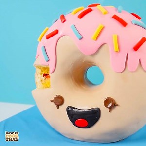 24K views · 61 reactions | Today we're making a Giant Kawaii Donut Cake. This oversized 3D standing cake has donut flavoured frosting and Vanilla Buttercream on the inside. | Ann Reardon How To Cook That | Facebook