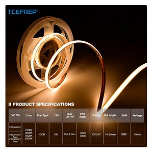 [Hot Item] DC24V Single Color COB LED Strip Light IP20 Flexible Cuttable High Brightness