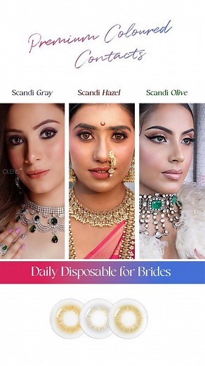 63 reactions · 9 comments | Most comfortable wear for Bride and MUA's favorite - Daily wear Scandi Series Brand: @olens.india Duration: 1 Day Shade: Scand Series G.Diameter: 11.9 mm Power: 0.00 to -5.00 Colors: Gray, Hazel & Olive ⭐Look 1(Gray) by @goldyhunjanmakeupstudio ⭐Look 2(Hazel) by @pratikmakeupartist ⭐Look 3(Olive) by @chandnisinghstudio | O-Lens INDIA | Facebook