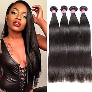 ISEE Hair 8A Malaysian Virgin Straight Hair 4 Bundles 100% Unprocessed Human Hair Weave Bundles Human Hair Extensions 4 Bundles Deal Natural Black 18 18 20 20inches