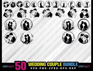 Wedding Couple Silhouette Vector Bundle (digital Download) - Etsy