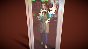 Female with Milkshakes Walking into Glass Door - Download Free 3D model by Anterr