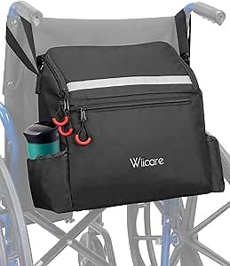 ISSYZONE Wheelchair Backpack Bag with Cup Holder, UPGRADED Wheelchair Bags to Hang on Back, Wheelchair Pouch, Backpack for Wheelchair Users, Wheelchair Accessories Bag