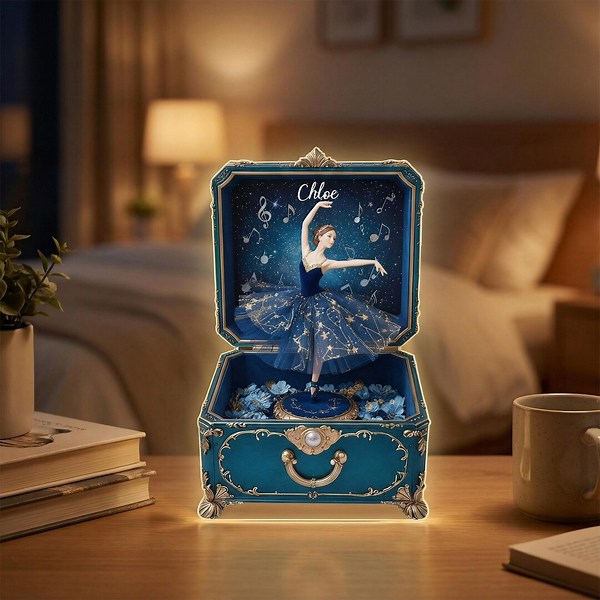 Personalised 3D Ballerina Music Box Shaped Light Box, Gift for Girl, Custom Name Ballet Dancer Lamp, Elegant Girl Keepsake, Christening Gift - Etsy