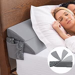 Headboard Gap Filler Queen,Bed Wedge Pillow for Headbpard Gap,Mattress Gap Filler (0-7"),Foam Wedge Pillow Fill Gap Between Headboard/Wall and Mattress Grey 60"x10"x6"