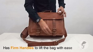16" leather messenger bag laptop case office briefcase gift for men computer distressed shoulder bag