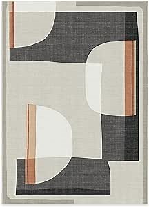 RUGGABLE Washable Area Rug – Outdoor Olena Charcoal 5x7, Stain-Resistant, Non-Slip – Medium Machine Washable Rugs for Entryway, Patio, Balcony, Deck, & Porch–with Standard Pad