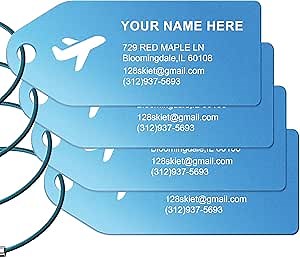 Personalized Luggage Tags, Laser Engraved Custom Metal Tags, Aluminum ID Label with Matte Finish for Suitcases, Backpack