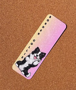 Holographic Border Collie Bookmark | Pink to Yellow Gradient, Dog Gift - Etsy