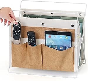 EZDeco Magazine Holder,Metal Magazine Rack,Fabric Magazine Basket Organizer with 6 pockets Multifunctional Storage,File Newspaper Book Organizer for Table,Home,Office,Bathroom