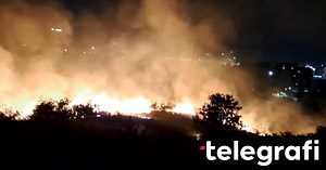 The big fire in Veternik of Pristina, the barns are burning