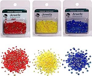 Buttons Galore Jewelz AB Rhinestones for Crafts Scrapbooking Jewelry - 2000 Gems - Primary Colors