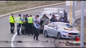 POLICE PURSUIT A high-speed chase has ended in a head-on crash on the Mitchell Freeway before a loaded gun was pulled on police. | 7NEWS Perth