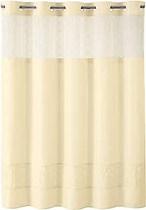 Hookless Fabric 3-in-1 Shower Curtain Set with PEVA Snap-in Liner and Window, 71 X 74in, Vanilla