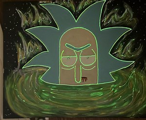 Rick and Morty Portal Canvas Painting: Glow in the Dark Acrylic Art - Etsy