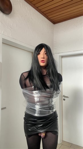 female mask chastity sissy wrapped mummification