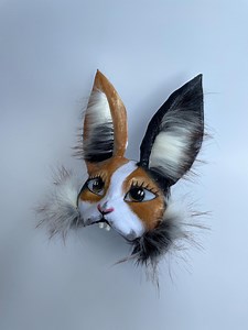 Quirky Rabbit Mask With Crooked Teeth | Handmade Therian Rabbit Mask | Rabbit Fursuit Mask | Tri Color Bunny Mask | White Brown Black - Etsy