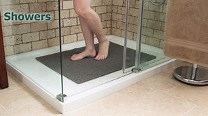 Enkosi Loofah Shower Mat Non Slip – Square Anti Slip Bath Mat for Inside Showers, Bathtub, Tub, Bathroom - Grey, Cushioned, Quick Dry PVC, with Drain Holes - Secure Grip Safety Pad (Grey 24x24)