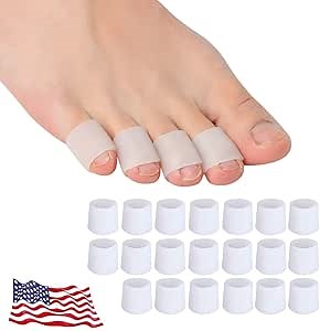 Pnrskter Toe Protectors Women & Men, 20 Pcs Silicone Toe Sleeves Corn Pads for Pinky Toe - Pain Relief Pinky Toe Protector Gel Toe Covers for Bunion Blisters, Hammer Toes, Toenails Loss