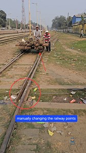 Manually changing the railway points to allow the small work trolley to pass safely. #reelsfypシ #engineering #railtrack #railway | Md. Saifur Rahoman Shuvo