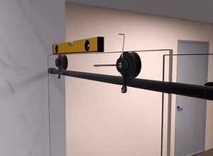 Frameless Shower Door,5/16" (8mm) Glass Sliding Shower Door with Soft-Close & Anti-Leak,Nano Coating Anti-Explosion Film SGCC Tempered Glass 55"- 60" W x 76" H,Matte Black