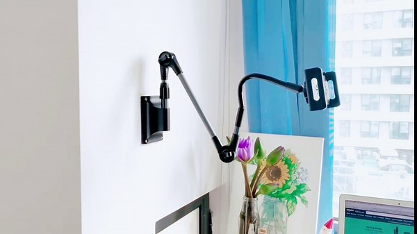 Portable Electronic Device Mount, Black, 33.4 inch, Aluminum Alloy Tubes, PVC, Compatible with iPhone 13, 12 Mini, Pro, 11 Pro Max, XS Max, XR, X, Samsung S20, S10