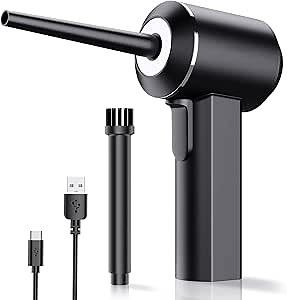 MECO Cordless Compressed Air Duster, 45000 RPM Electric Air Blower for Computer Keyboard Electronics Cleaning with LED Light, Two Gears Adjust, Rechargeable Battery, Replaces Compressed Air Cans