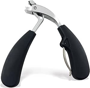 Queenme Angled Toenail Clippers for Senior Curved Ingrown Nail Cutter Big Toe Nail Clippers for Thick Toenails Long Handled Toenail Clippers Tools Professional Wide Jaw Nail Trimmer for Men (Black)