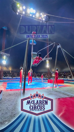 We invite you to the McLaren Circus, in #Durban! Tickets available online OR Ticket Office opens at 12 PM, daily, on show days. www.mclarencircus.co.za | WHATSAPP: http://wa.me/message/BGE2GJWJ5DLDC1 | McLaren Circus