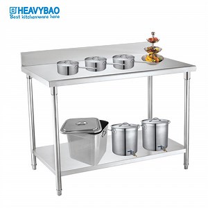 [Hot Item] Heavybao Kitchen Workstations Stainless Steel Heavy Duty Work Table with Backsplash for Commerce