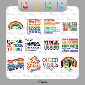 Pride Month Bundle | LGBTQIA Designs | Rainbow Quotes | Digital Download | SVG | PNG | Digital Cut File | Cricut Maker | Silhouette Cameo - Etsy