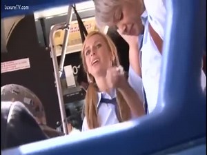 Hot innocent blonde schoolgirl gets molested and fucked in public transport
